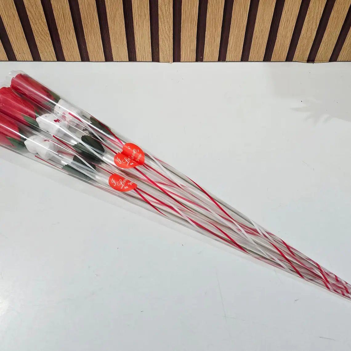 ROSA ARTIFICIAL ROJA INDIVIDUAL GRANDE CON OSITO  MOD# FU-42 🧸🥰 5