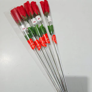 PAQ DE 3 ROSAS ARTIFICIALES ROJAS CHICAS CON OSITO MOD# FU-41 🧸🥰