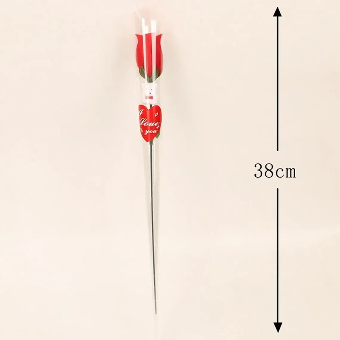 PAQ DE 3 ROSAS ARTIFICIALES ROJAS CHICAS CON OSITO MOD# FU-41 🧸🥰 4