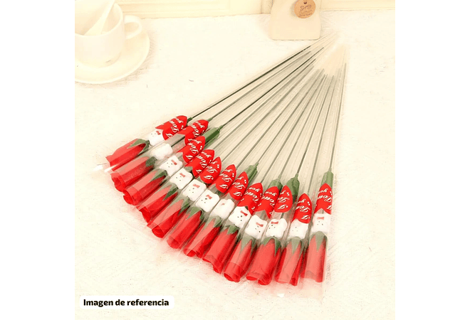 PAQ DE 3 ROSAS ARTIFICIALES ROJAS CHICAS CON OSITO MOD# FU-41 🧸🥰