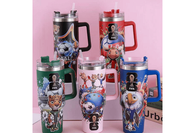 TERMO CON AGARRADERA /PERSONAJES FIFA (1150 ML) MOD# 8298