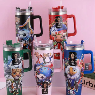 TERMO CON AGARRADERA /PERSONAJES FIFA MUNDIAL (1150 ML) MOD# 8298
