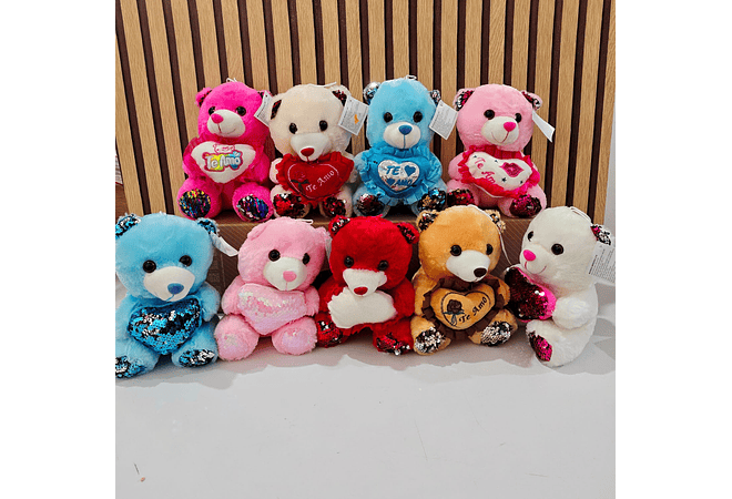 PELUCHE CORAZÓN DE LENTEJUELAS VARIOS DISEÑOS AL AZAR (COLORES) MOD# MRX2503