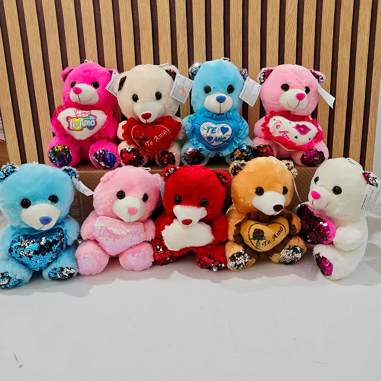 PELUCHE CORAZÓN DE LENTEJUELAS VARIOS DISEÑOS AL AZAR (COLORES) MOD# MRX2503 1