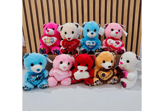 PELUCHE CORAZÓN DE LENTEJUELAS VARIOS DISEÑOS AL AZAR (COLORES) MOD# MRX2503