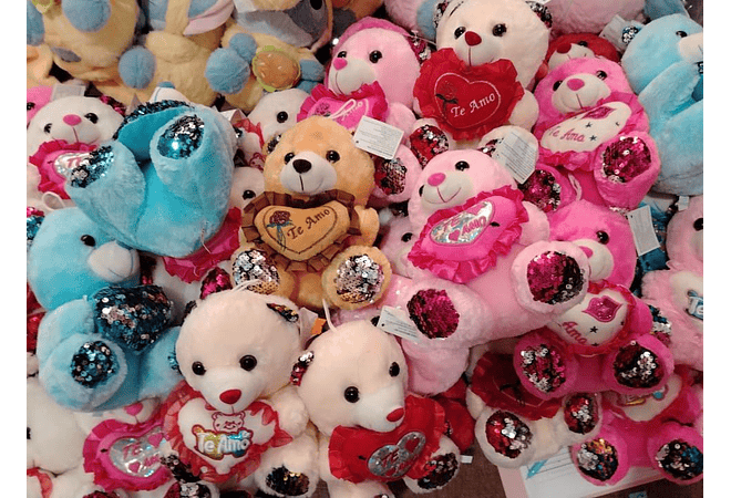 PELUCHE CORAZÓN DE LENTEJUELAS VARIOS DISEÑOS AL AZAR (COLORES) MOD# MRX2503