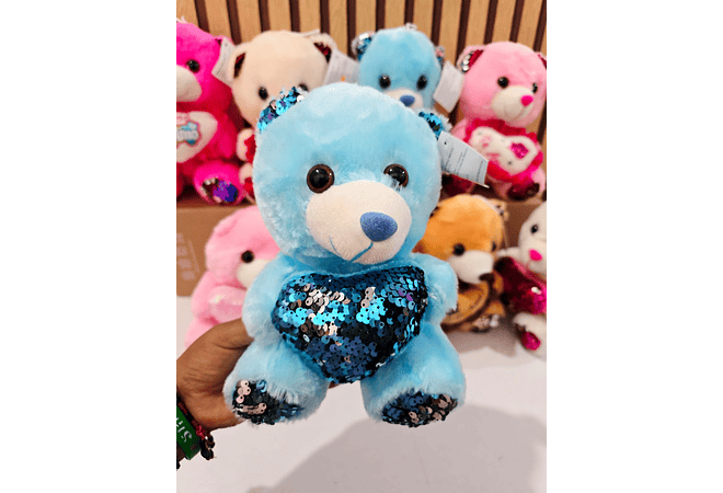 PELUCHE CORAZÓN DE LENTEJUELAS VARIOS DISEÑOS AL AZAR (COLORES) MOD# MRX2503