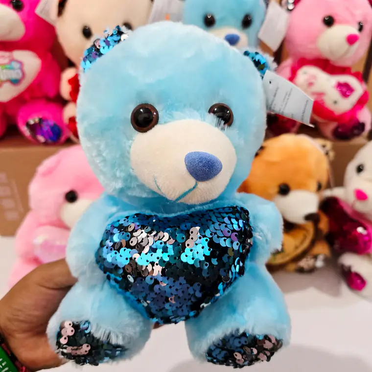 PELUCHE CORAZÓN DE LENTEJUELAS VARIOS DISEÑOS AL AZAR (COLORES) MOD# MRX2503 4