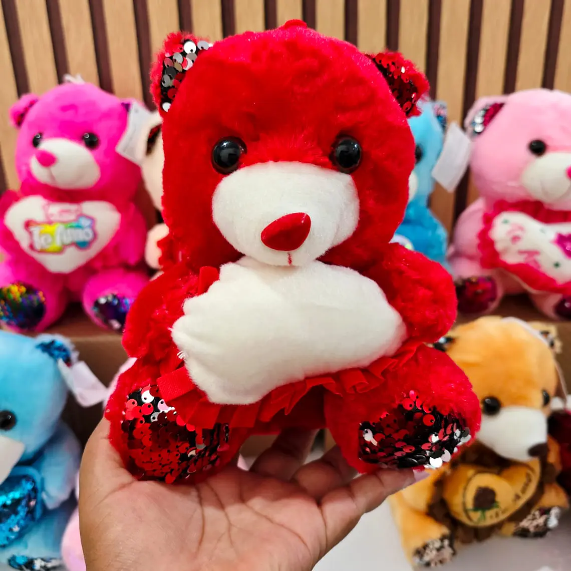 PELUCHE CORAZÓN DE LENTEJUELAS VARIOS DISEÑOS AL AZAR (COLORES) MOD# MRX2503 6
