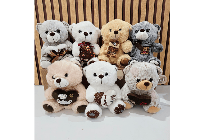 OSITO DE PELUCHE CON CORAZÓN MOD# 21DA1 AL AZAR(CAFE GRIS)  🧸