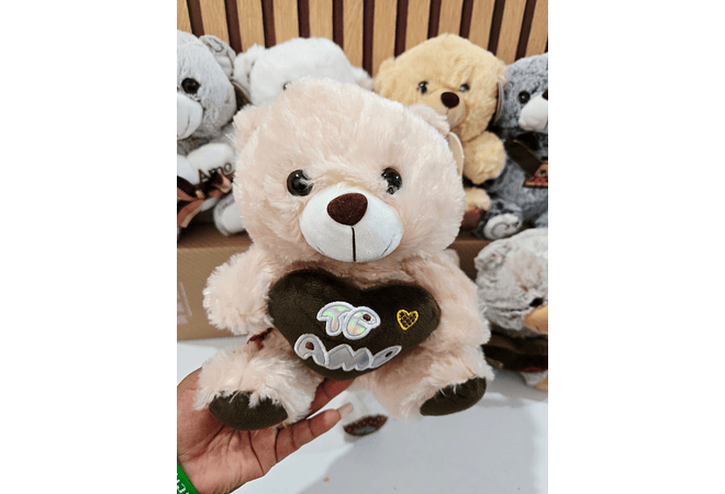 OSITO DE PELUCHE CON CORAZÓN MOD# 21DA1 AL AZAR(CAFE GRIS)  🧸