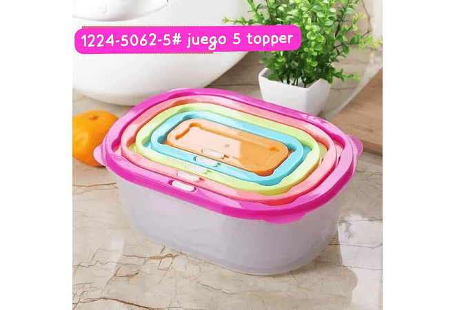 SET DE 5 TUPPERS COLORES MODEL #62-5