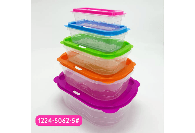 SET DE 5 TUPPERS COLORES MODEL #62-5