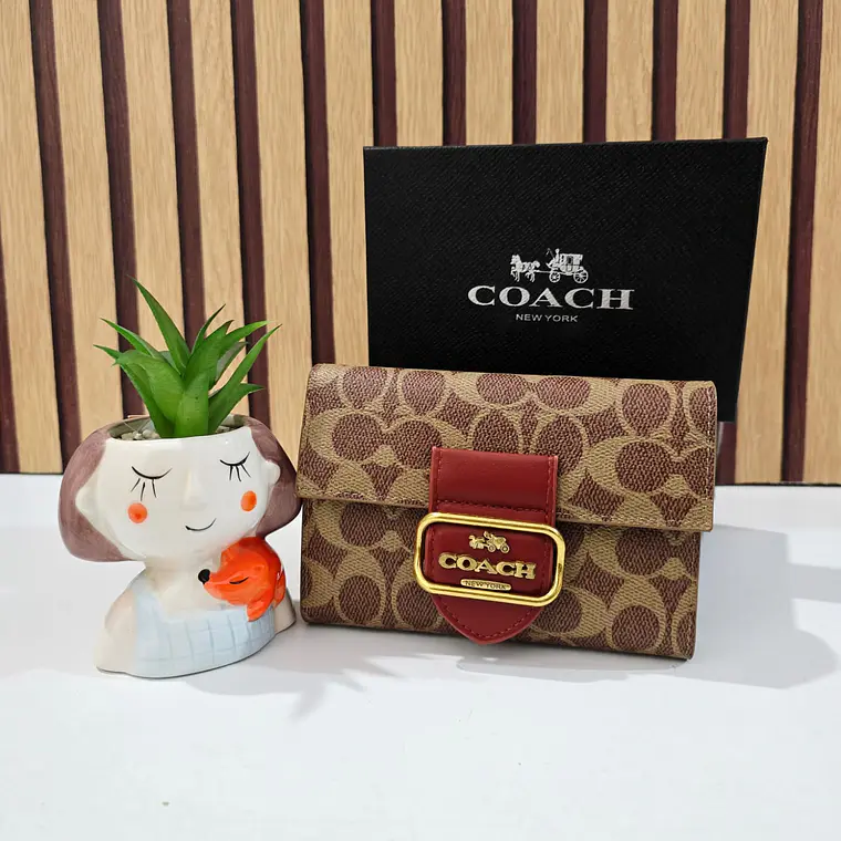 CARTERA MONEDERO COM BROCHE  IMITACIÓN COACH MOD# CAI-102 👛 4