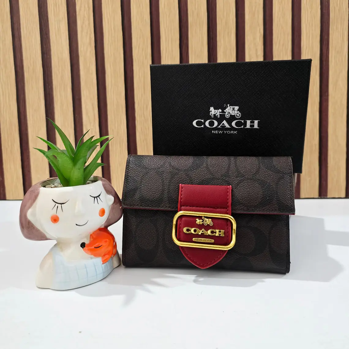 CARTERA MONEDERO COM BROCHE  IMITACIÓN COACH MOD# CAI-102 👛 6