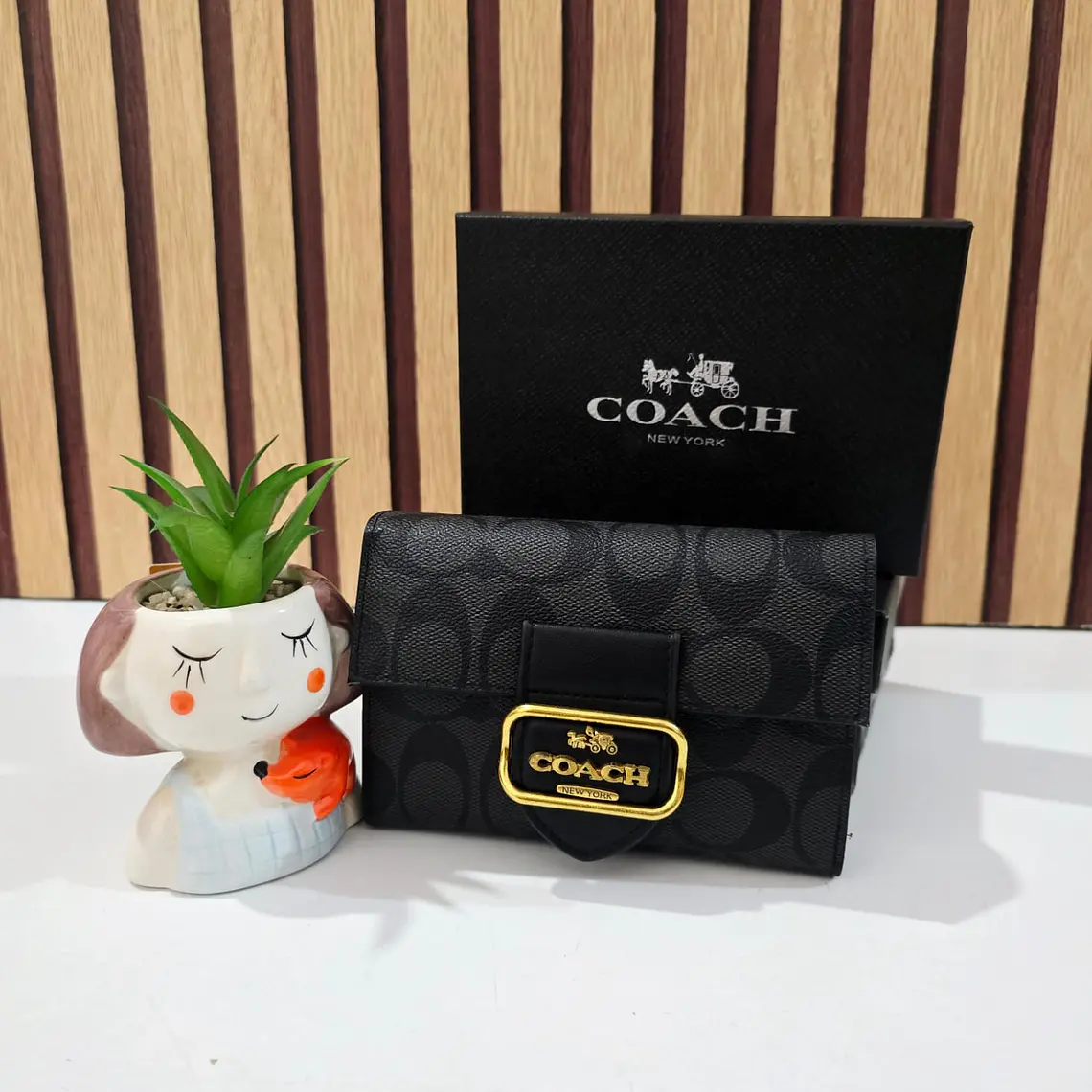 CARTERA MONEDERO COM BROCHE  IMITACIÓN COACH MOD# CAI-102 👛 8