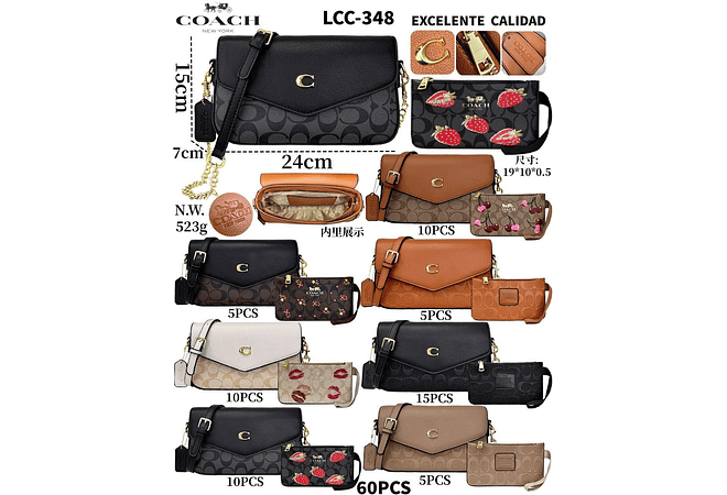 DUO CROSS BODY + MONEDERO IMITACIÓN COACH MOD# LCC-348