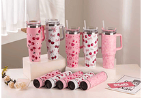 🌸🍒 DÚO DE TERMO VACUUM FLORES/ CEREZAS MODEL #3263-B  🍒🌸