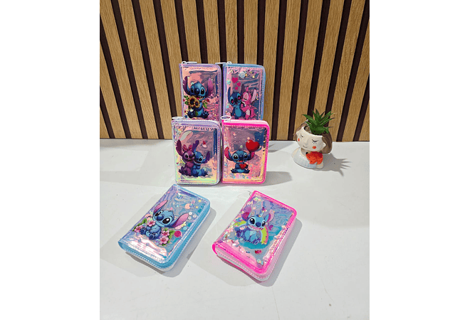 CARTERITA/MONEDERO DISEÑO STITCH ACABADO TORNASOL (AL AZAR) MOD# WJY-19X