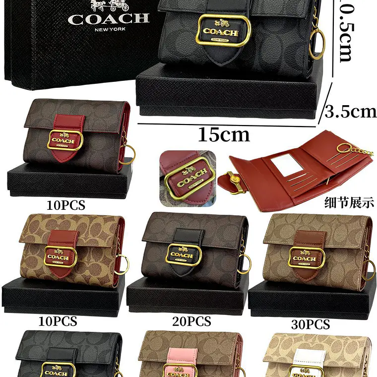CARTERA MONEDERO COM BROCHE  IMITACIÓN COACH MOD# CAI-102 👛 1