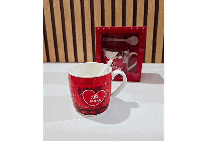 JUEGO DE TAZA CON CUCHARA EN CAJITA AMOR Y AMISTAD  VARIOS MOD: LA888, 579, 886, 623...