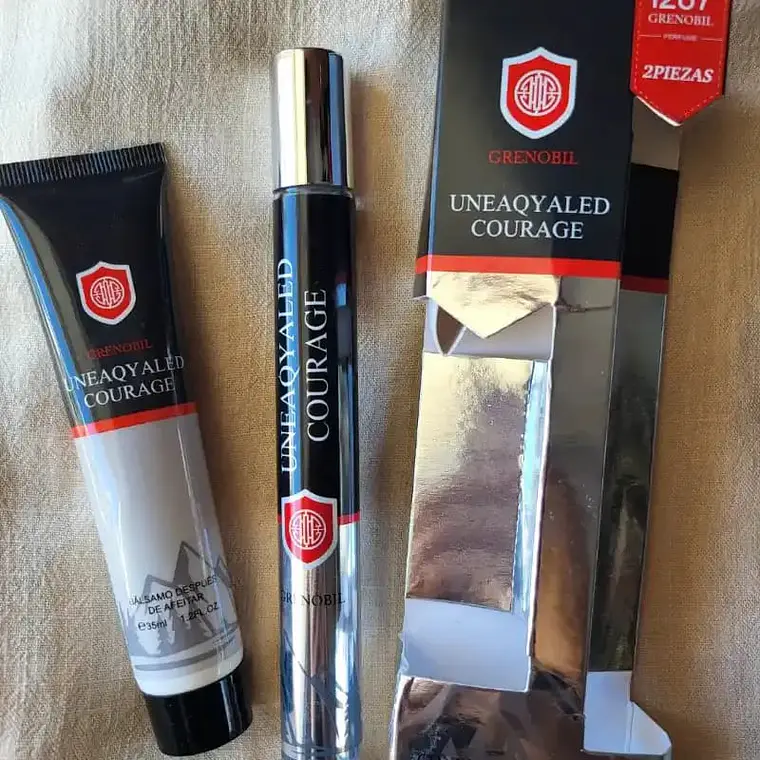 SET DE BÁLSAMO PARA DESPUÉS DE AFEITAR + PERFUME UNEAQYALED COURAGE CÓD #i187 3