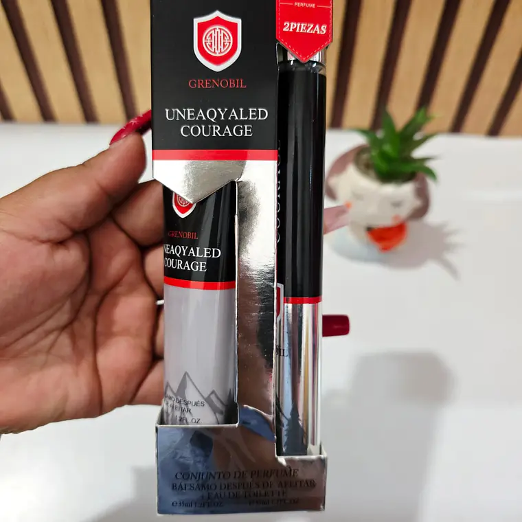SET DE BÁLSAMO PARA DESPUÉS DE AFEITAR + PERFUME UNEAQYALED COURAGE CÓD #i187 4