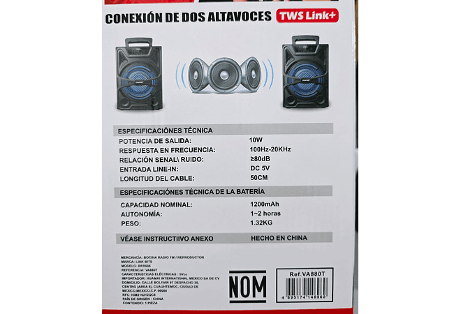 BOCINA INALÁMBRICA VARIOS MODELOS # KTS-1512, RFR-249