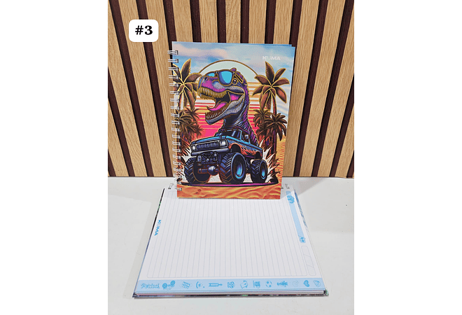 (RAYAS) LIBRETA 100 HOJAS  ESTAMPADO DINOSAURIO O ASTRONAUTA MOD# D100-8-R 🦖🪐