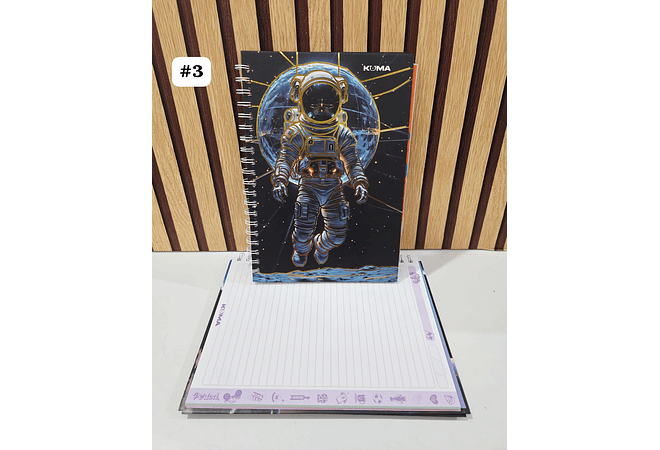 (RAYAS) LIBRETA 100 HOJAS  ESTAMPADO DINOSAURIO O ASTRONAUTA MOD# D100-8-R 🦖🪐