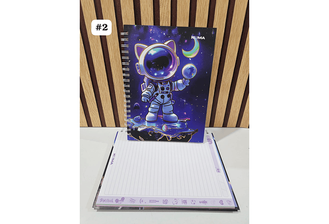 (RAYAS) LIBRETA 100 HOJAS  ESTAMPADO DINOSAURIO O ASTRONAUTA MOD# D100-8-R 🦖🪐
