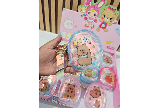 MONEDERITO TRANSPARENTE ACABADO TORNASOL DISEÑO CAPIBARA MOD# WJY-1X (AL AZAR)