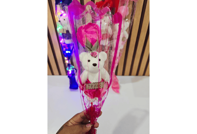 RAMITO DE OSO CON ROSA Y LUZ LED(AL AZAR)🌹🧸