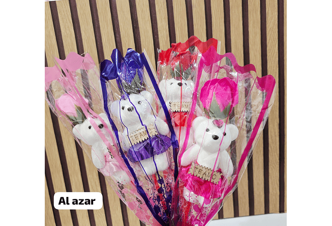 RAMITO DE OSO CON ROSA Y LUZ LED(AL AZAR)🌹🧸