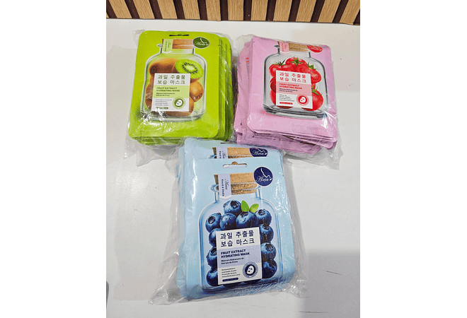 MASCARILLAS FACIALES CON EXTRACTOS DE FRUTAS AL AZAR MOD# HMM010IXB-10🍅🥝🫐