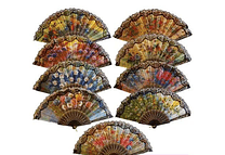 🪻DOCENA DE ABANICOS NEGRO DISEÑO FLORAL MOD #A8  🌺