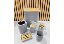 SET DE 6 PZ PARA BAÑO CON TAPA DE MADERA MOD# BH0204083