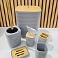 SET DE 6 PZ PARA BAÑO CON TAPA DE MADERA MOD# BH0204083 - Miniatura 1