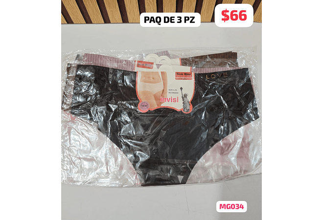 PAQ DE 3 PRENDAS (ROPA INTERIOR PARA DAMA) VARIOS MODELOS # 09, 87, 72, 34 Y 22
