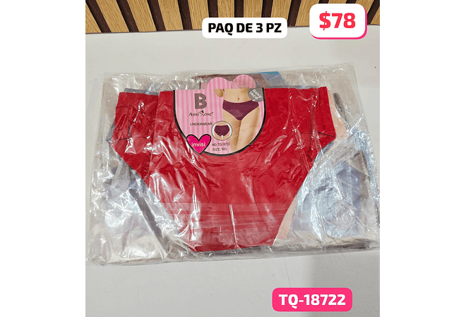 PAQ DE 3 PRENDAS (ROPA INTERIOR PARA DAMA) VARIOS MODELOS # 09, 87, 72, 34 Y 22