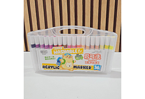 CAJITA CON PLUMONES ACRÍLICOS VARIOS TAMAÑOS "SUPER WHASHIBLE"