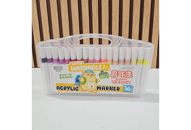 CAJITA CON PLUMONES ACRÍLICOS VARIOS TAMAÑOS "SUPER WHASHIBLE"