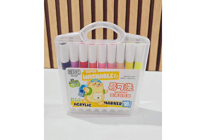 CAJITA CON PLUMONES ACRÍLICOS VARIOS TAMAÑOS "SUPER WHASHIBLE"