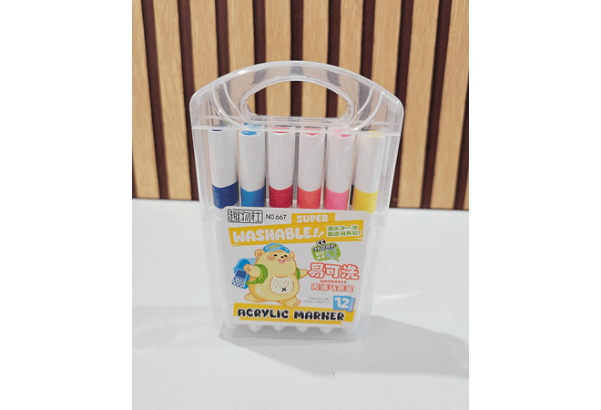 CAJITA CON PLUMONES ACRÍLICOS VARIOS TAMAÑOS "SUPER WHASHIBLE"