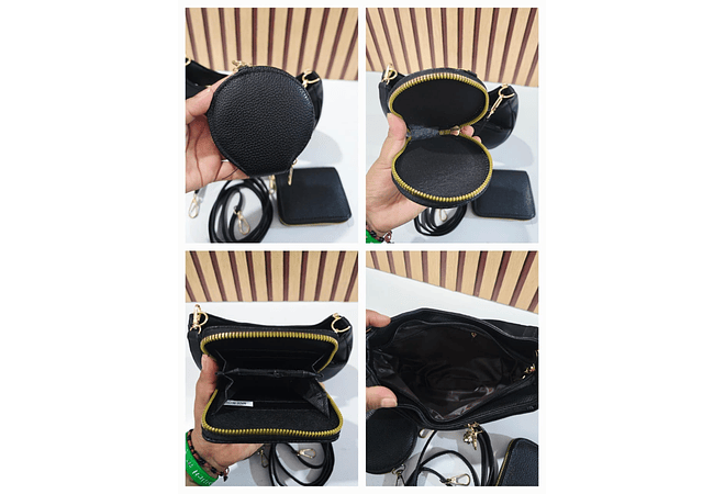 COMBO BOLSITA MARICONERA+ CARTERITA + MONEDERO (CORAZÓN) MOD# ZX-2505