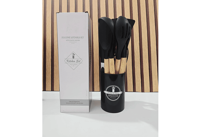 SET DE 12 UTENSILIOS GRANDES DE SILICONA PARA COCINA