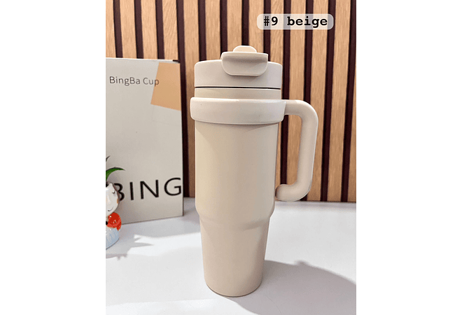 VASO TÉRMICO DE 900ML CON AGARRADERA COLORES MATE MOD# KTA-62