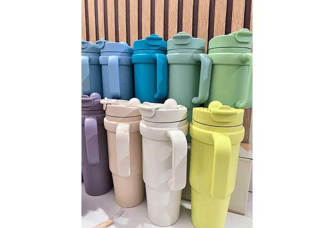 VASO TÉRMICO DE 900ML CON AGARRADERA COLORES MATE MOD# KTA-62