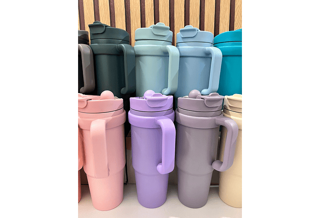 VASO TÉRMICO DE 900ML CON AGARRADERA COLORES MATE MOD# KTA-62