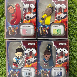 ESTUCHE CON AUDÍFONOS Y LLAVERO JUGADOR DE FUTBOL MUNDIAL MOD# FR-9514🎧🎶